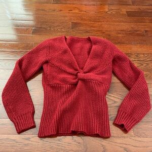 Women’s Shein Red Twist V Neck Front Sweater (size S) ❤️